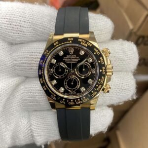 Rolex Daytona Black Dial with Diamond Markers and Gold Bezel - Image 1