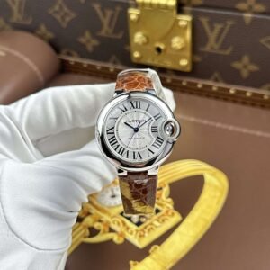 Cartier Ballon Bleu Luxury Imitation Watches Women Brown Leather Strap AF Factory 33mm - Image 1