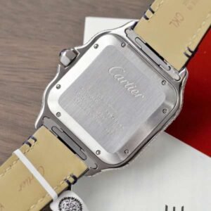 Cartier Santos Best Copies Watch Dial Blue Custom Diamonds Moissanite Hong Kong 39.8mm - Image 4