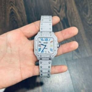 Cartier Santos Replica Watch Full CZ Metal Wire 39.8mm - Image 1