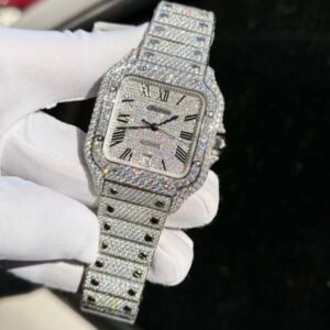 Cartier Santos Replica Watch Full Diamond Moissanite Hong Kong 39.8mm - Image 6