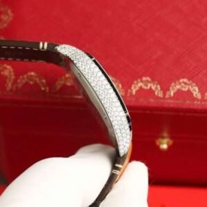 Cartier Santos White Dial Replica Watch Custom Diamonds Moissanite BV Factory 39.8mm - Image 4