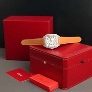 Cartier Santos White Dial Replica Watch Custom Diamonds Moissanite BV Factory 39.8mm - Image 11