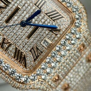 Cartier Santos Men’s Full Diamond Replica Watch Highest Quality 39.8mm - Image 7