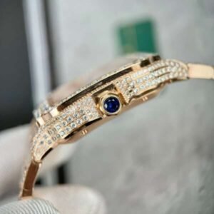Cartier Santos Men’s Full Diamond Replica Watch Highest Quality 39.8mm - Image 6