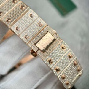 Cartier Santos Men’s Full Diamond Replica Watch Highest Quality 39.8mm - Image 3
