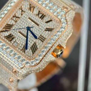 Cartier Santos Men’s Full Diamond Replica Watch Highest Quality 39.8mm - Image 8