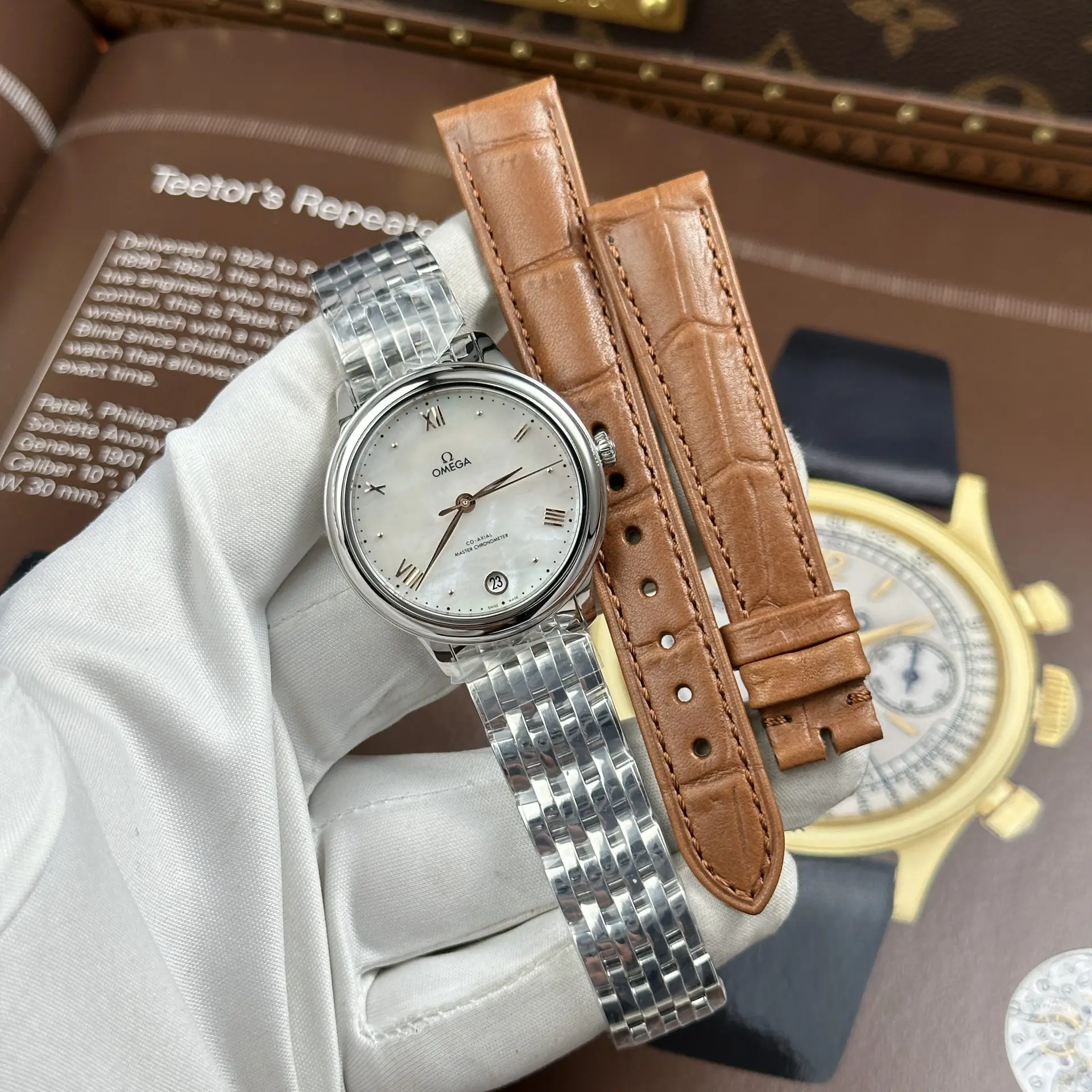 Omega De Ville Prestige White Mother Of Pearl Dial 34mm
