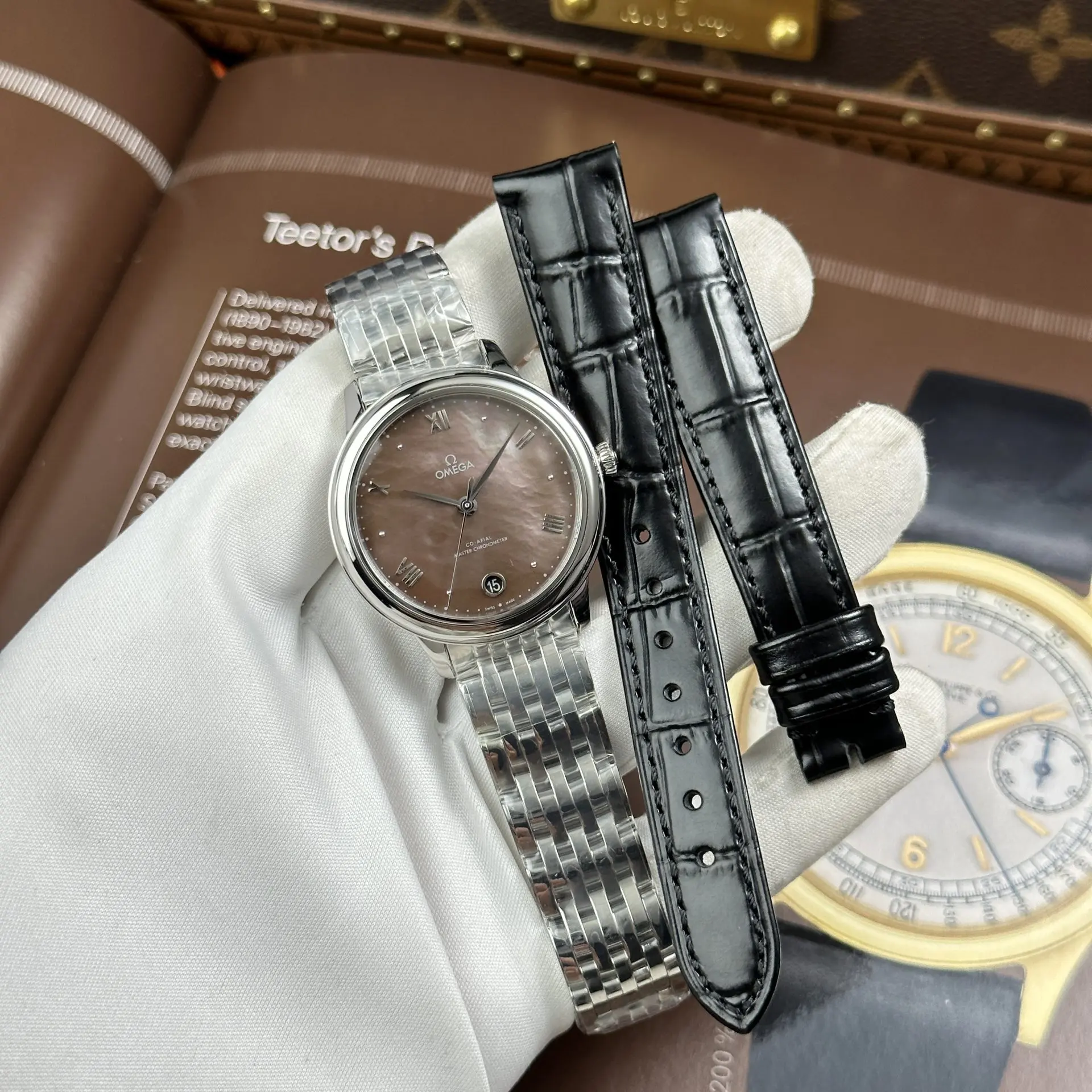 Omega De Ville Prestige Brown Mother Of Pearl Dial Automatic Movement 34mm