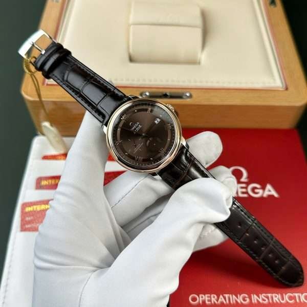 Omega De Ville Prestige Power Reserve Replica 11 Watch Dial Chocolate Leather Strap 39.5mm