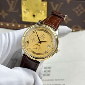 Omega De Ville Prestige Power Reserve Replica 11 Watch Yellow Dial Leather Strap 39.5mm - Image 4