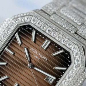 Patek Philippe Cubitus 5821 Dial Brown Replica Watch Full Diamonds Moissanite Hong Kong 45mm - Image 3