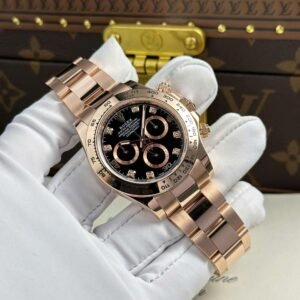 Rolex Cosmograph Daytona 40mm Real Gold Plated Black Dial Watch - Image 4