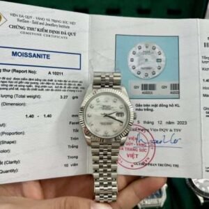 Rolex Rep 11 Watch DateJust Natural Mother of Pearl Dial With Moissanite Diamond Clean Factory 41mm - Image 10