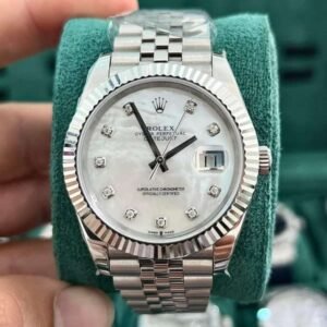 Rolex Rep 11 Watch DateJust Natural Mother of Pearl Dial With Moissanite Diamond Clean Factory 41mm - Image 9