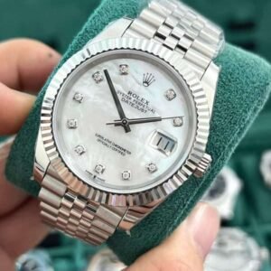 Rolex Rep 11 Watch DateJust Natural Mother of Pearl Dial With Moissanite Diamond Clean Factory 41mm - Image 8