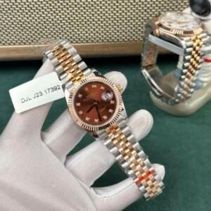 Rolex DateJust Women's Genuine Gold Plated Brown Dial GM Factory 31mm - Image 8