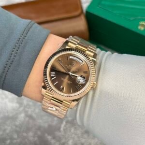 Rolex 18K Gold-Plated Day-Date 228235 Brown Dial 40mm - Image 6