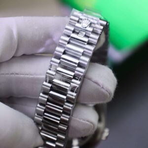 Rolex Day-Date Meteorite Dial Watch with Moissanite Baguette Diamonds + Bezel 40mm - Image 10
