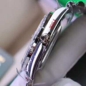 Rolex Day-Date Meteorite Dial Watch with Moissanite Baguette Diamonds + Bezel 40mm - Image 8