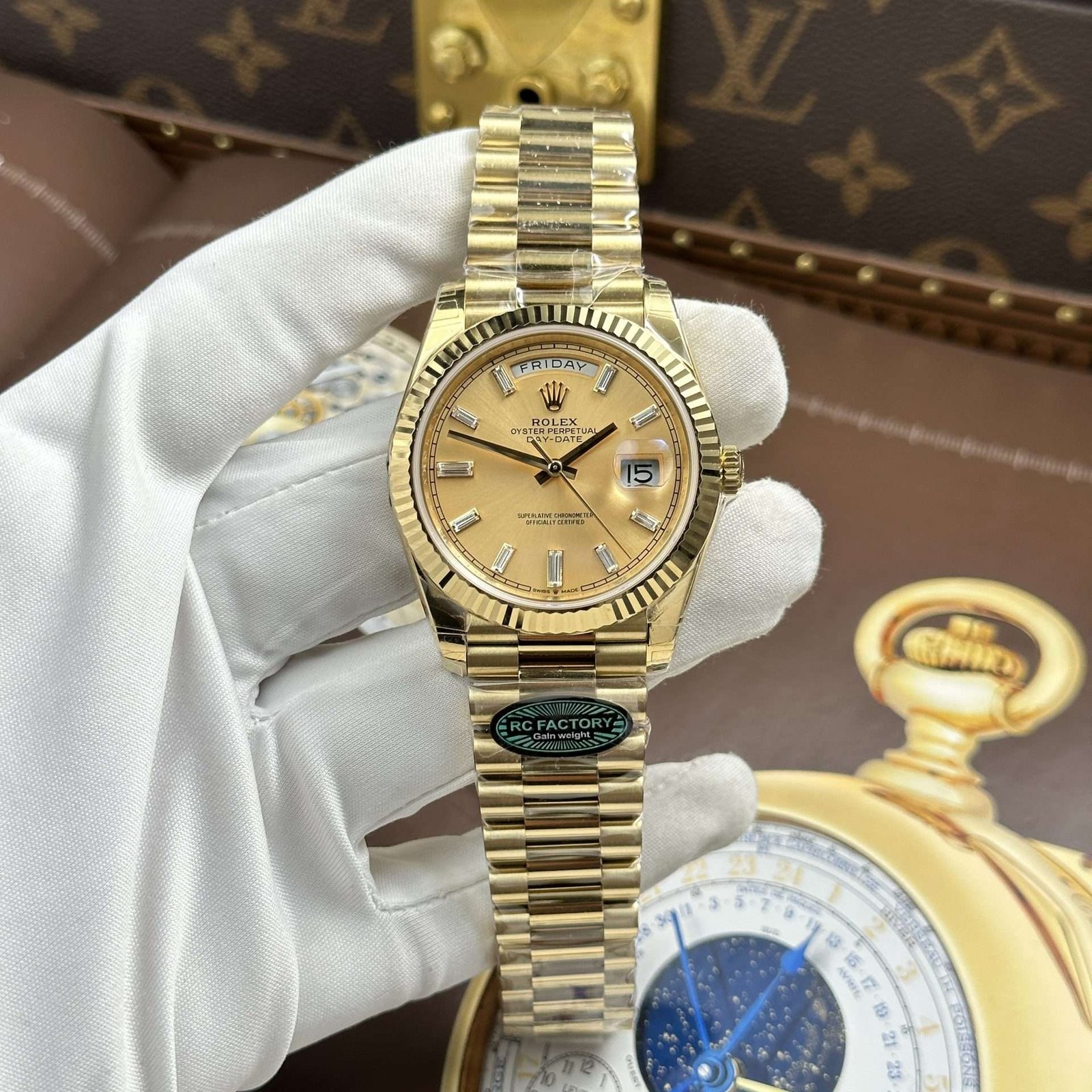 Rolex Day-Date Yellow Champagne Dial Calibre 3255 Movement RC Factory 40mm - heavyweight