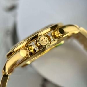 Rolex Daytona Rainbow Gold-Plated Moissanite Synthetic Gemstone Watch 40mm - Image 7