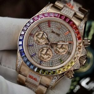 Rolex Daytona Rainbow Full CZ Stones Replica Premium Men’s Watch 40mm - Image 9