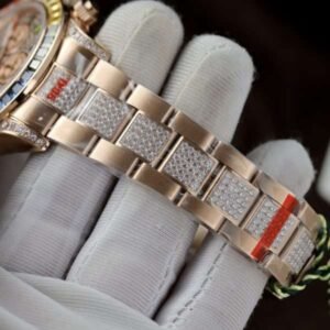 Rolex Daytona Rainbow Full CZ Stones Replica Premium Men’s Watch 40mm - Image 6