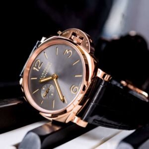 PANERAI SUBMERSIBLE FAKE WATCHES BLACK DIAL ROSE GOLD VS FACTORY 42MM - Image 6