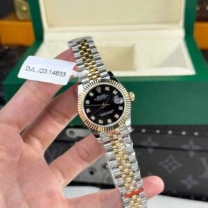 Rolex DateJust Women's Genuine Gold Plated Black Dial GM Factory 31mm - Image 10