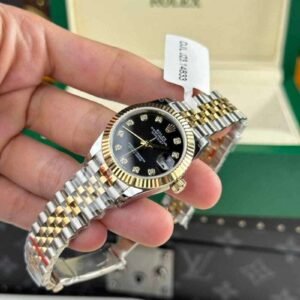 Rolex DateJust Women's Genuine Gold Plated Black Dial GM Factory 31mm - Image 9
