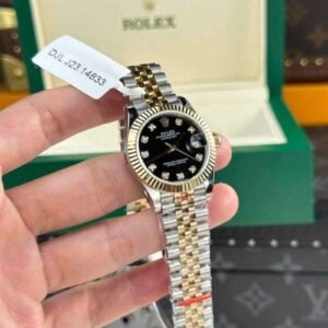 Rolex DateJust Women's Genuine Gold Plated Black Dial GM Factory 31mm - Image 8