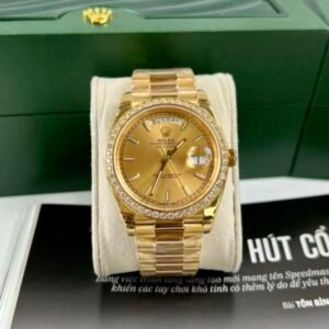 Rolex Replica 11 Watch Day-Date Gold Plated With Diamonds Bezel EW 40mm - Image 1