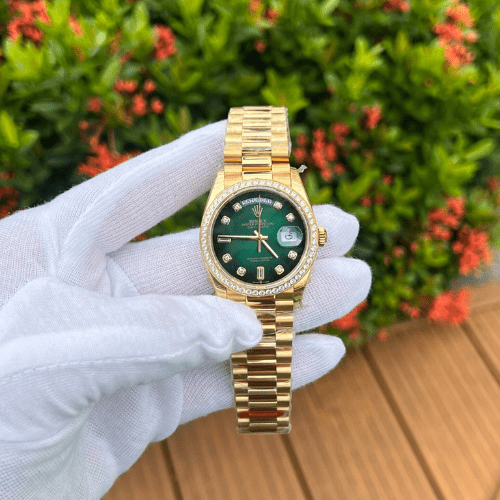 Rolex Replica 1:1 Watch Day-Date Green Dial With Diamonds EW 36mm