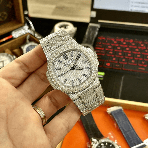 Patek Philippe Replica Watches Nautilus 5719 Full Diamonds PPF 40mm