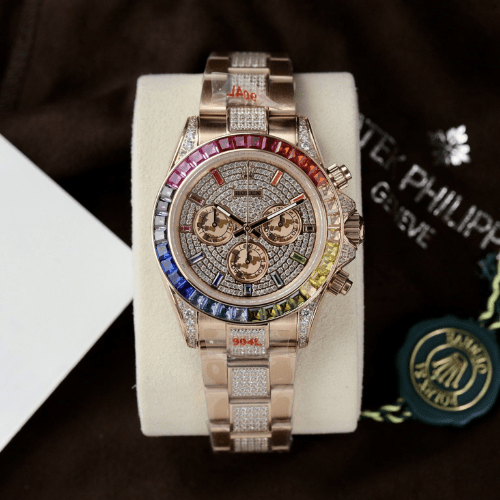 Rolex Daytona Rainbow Full CZ Stones Replica Premium Men’s Watch 40mm