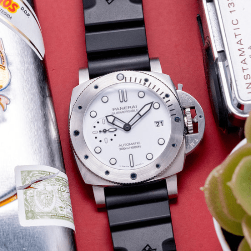 PANERAI SNEAKER PAM02223 WATCH WHITE DIAL RUBBER STRAP 42MM