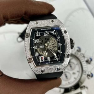 Richard Mille RM 010 Replica 1:1 Watch Silver With Stone Bezel AG 40MM - Image 1
